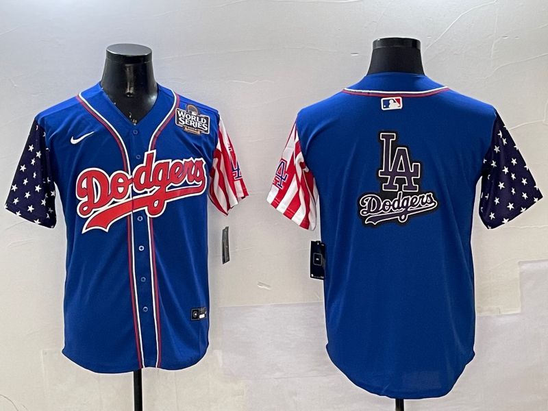 Men Los Angeles Dodgers Blank Blue a generation of national flags Joint name 2025 Nike MLB Jersey style 20->nfl t-shirts->Sports Accessory